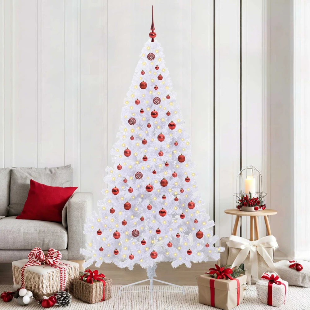 Dirbtinė Kalėdų eglutė su 300 LED Balta 210 cm PVC ir Plienas