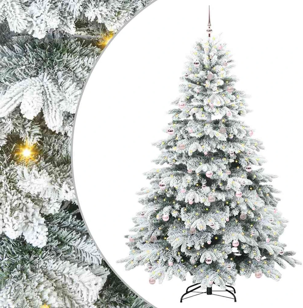 Dirbtinė Kalėdų eglutė su 300 LED Balta 240 cm PE ir PVC