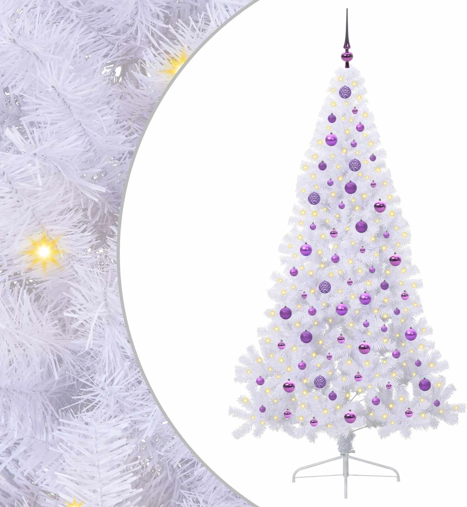 Dirbtinė Kalėdų eglutė su 300 LED Balta 210 cm PVC ir Plienas