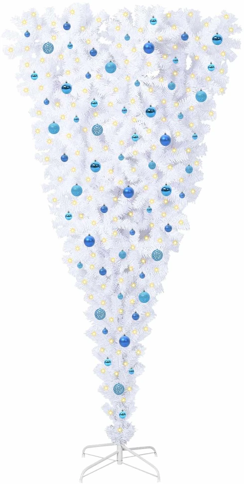 Dirbtinė Kalėdų eglutė su 300 LED Balta 240 cm PVC ir plienas