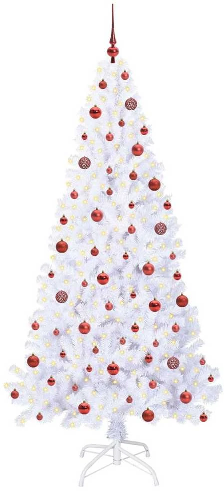 Dirbtinė Kalėdų eglutė su 300 LED Balta 210 cm PVC ir Plienas