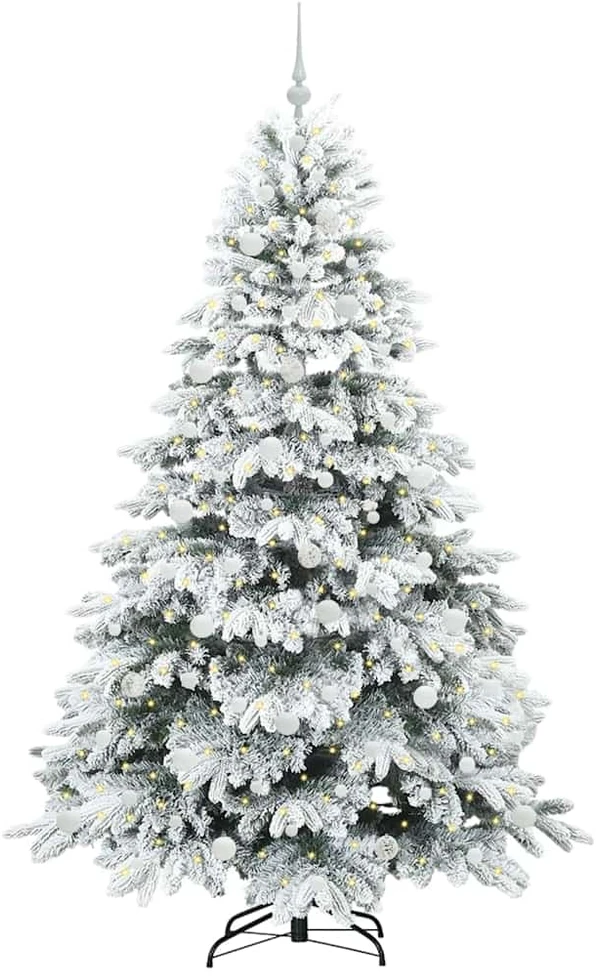Dirbtinė Kalėdų eglutė su 300 LED Balta 210 cm PE ir PVC
