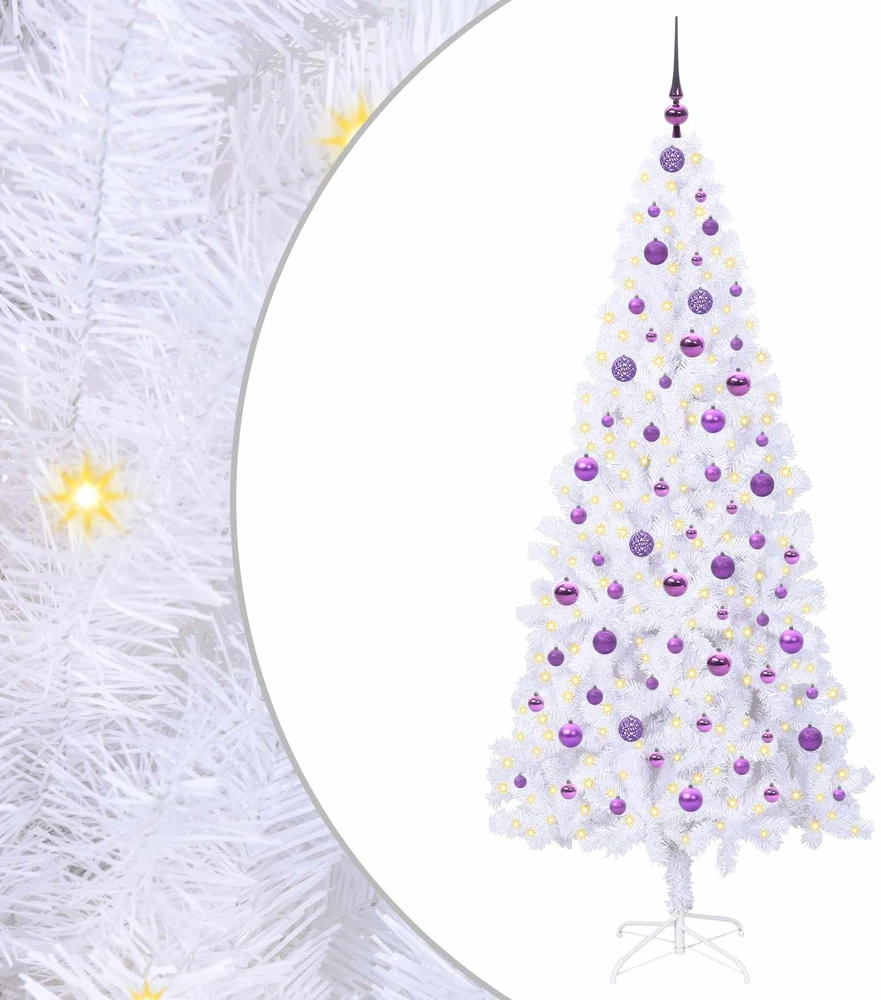 Dirbtinė Kalėdų eglutė su 300 LED Balta 210 cm PVC ir Plienas