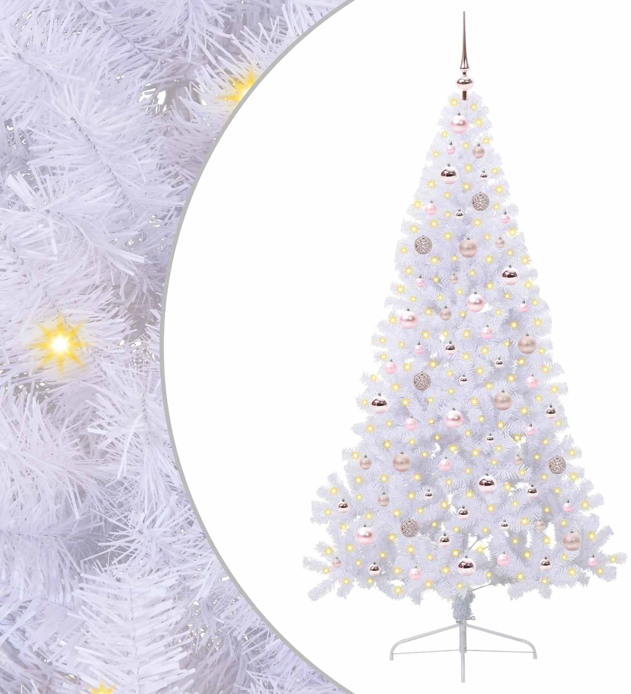 Dirbtinė Kalėdų eglutė su 300 LED Balta 180 cm PVC ir Plienas