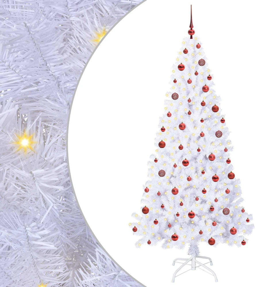 Dirbtinė Kalėdų eglutė su 300 LED Balta 210 cm PVC ir Plienas