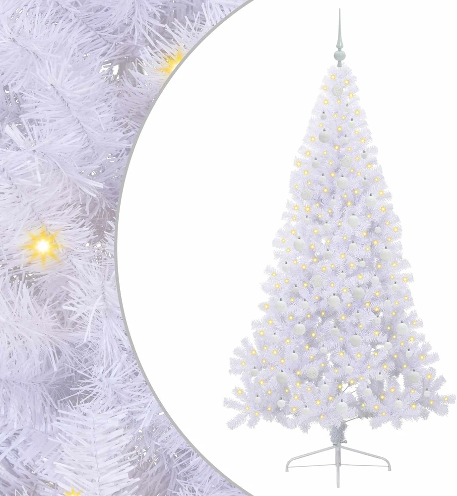 Dirbtinė Kalėdų eglutė su 300 LED Balta 210 cm PVC ir Plienas