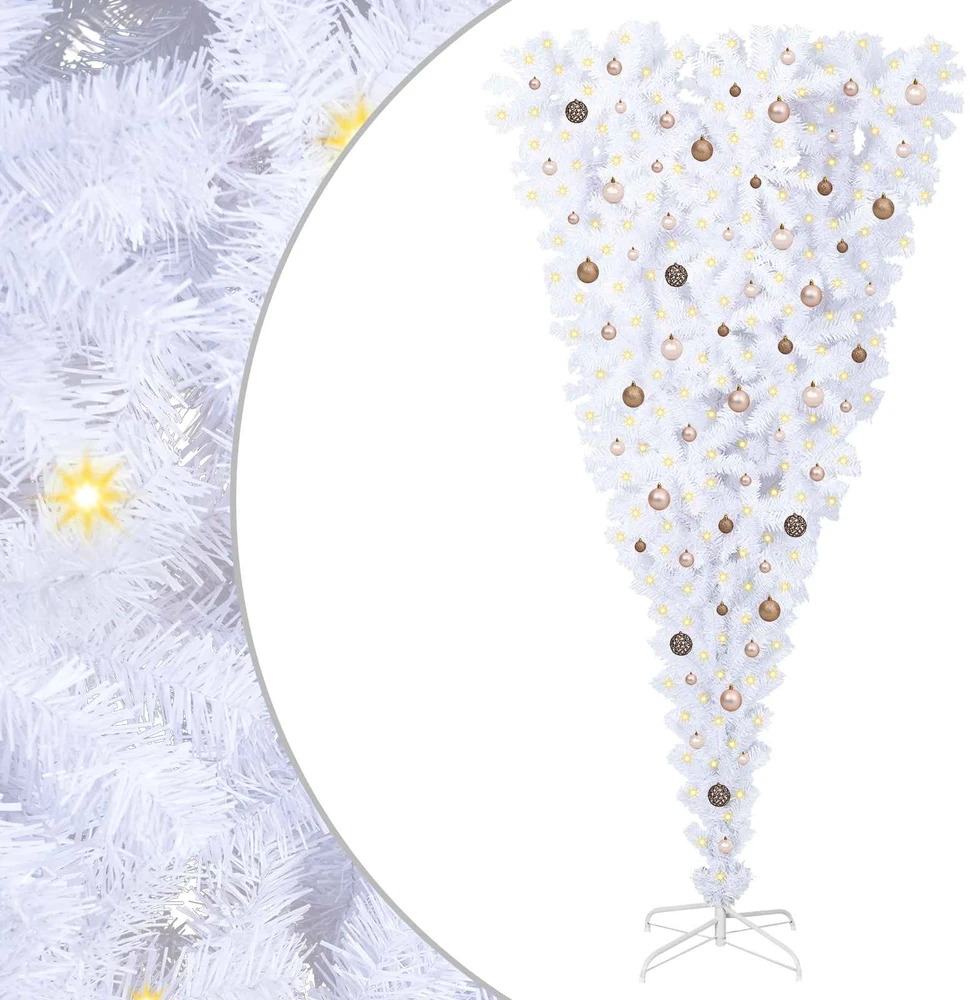 Dirbtinė Kalėdų eglutė su 300 LED Balta 240 cm PVC ir plienas
