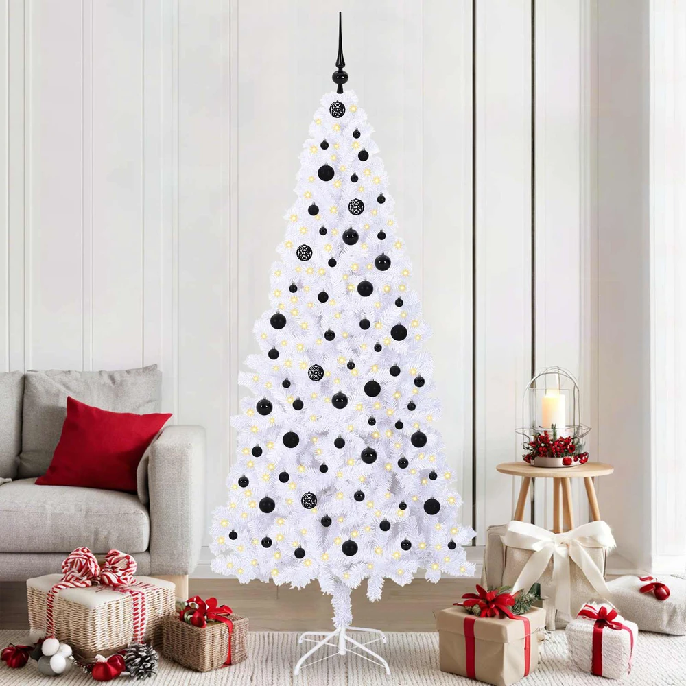 Dirbtinė Kalėdų eglutė su 300 LED Balta 210 cm PVC ir Plienas