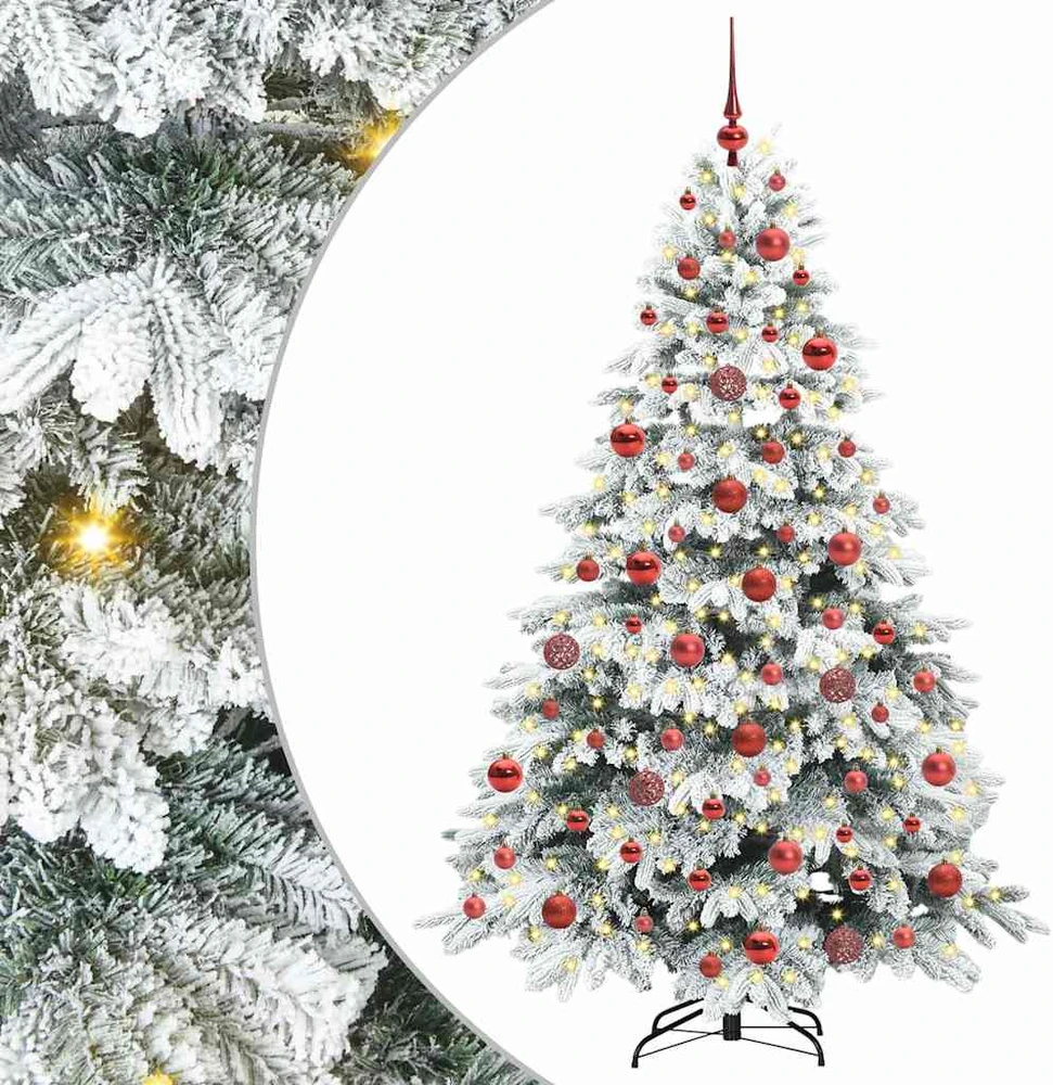 Dirbtinė Kalėdų eglutė su 300 LED Balta 180 cm PE ir PVC