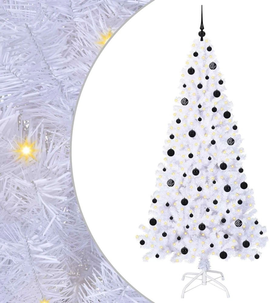 Dirbtinė Kalėdų eglutė su 300 LED Balta 210 cm PVC ir Plienas