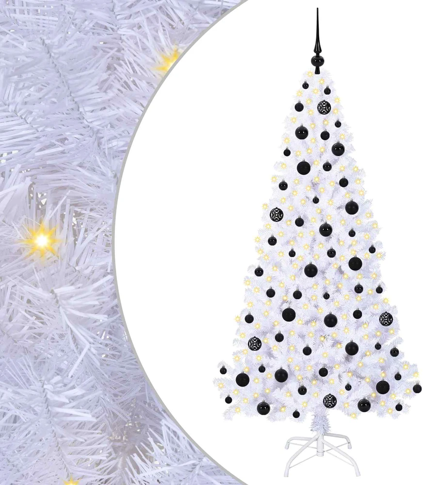 Dirbtinė Kalėdų eglutė su 300 LED Balta 180 cm PVC ir Plienas