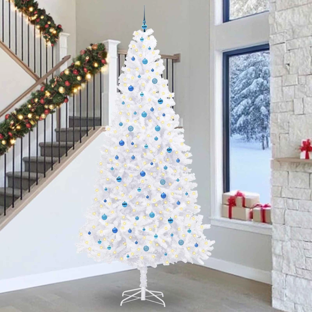 Dirbtinė Kalėdų eglutė su 300 LED Balta 300 cm PVC ir Plienas