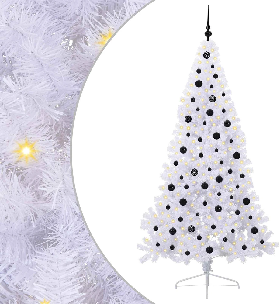 Dirbtinė Kalėdų eglutė su 300 LED Balta 210 cm PVC ir Plienas