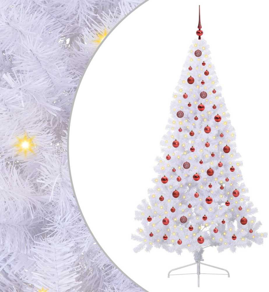 Dirbtinė Kalėdų eglutė su 300 LED Balta 210 cm PVC ir Plienas