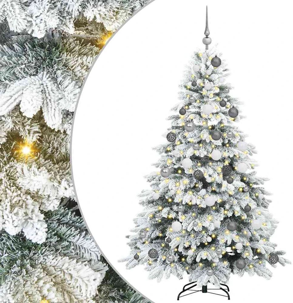 Dirbtinė Kalėdų eglutė su 300 LED Balta 180 cm PE ir PVC