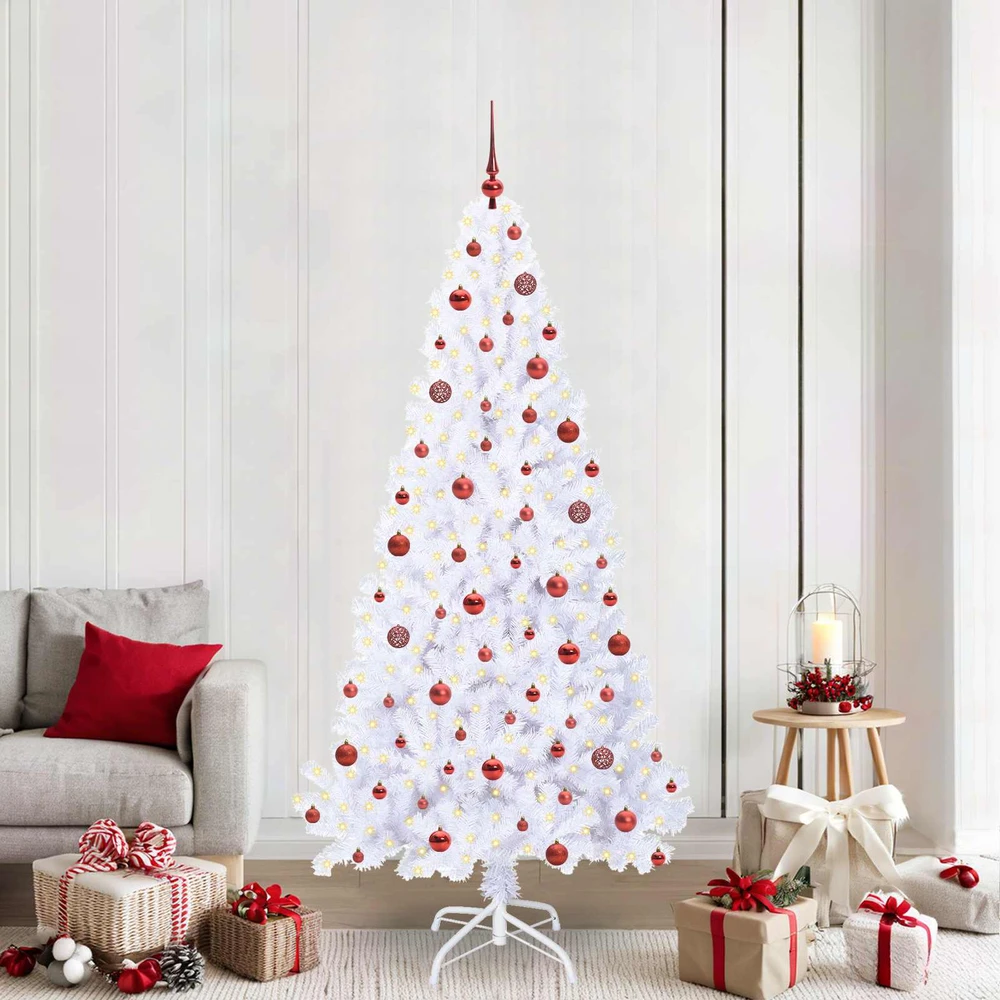 Dirbtinė Kalėdų eglutė su 300 LED Balta 210 cm PVC ir Plienas