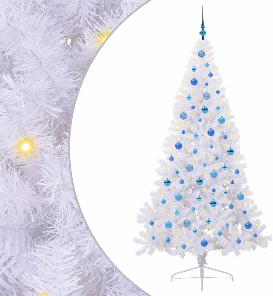 Dirbtinė Kalėdų eglutė su 300 LED Balta 210 cm PVC ir Plienas