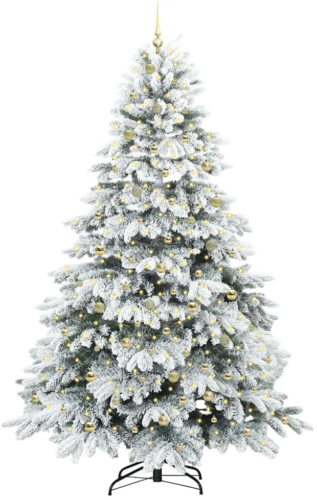 Dirbtinė Kalėdų eglutė su 300 LED Balta 240 cm PE ir PVC