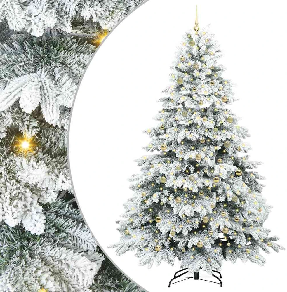 Dirbtinė Kalėdų eglutė su 300 LED Balta 240 cm PE ir PVC