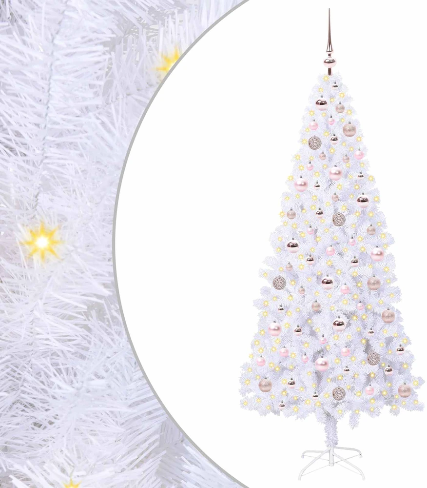 Dirbtinė Kalėdų eglutė su 300 LED Balta 180 cm PVC ir Plienas