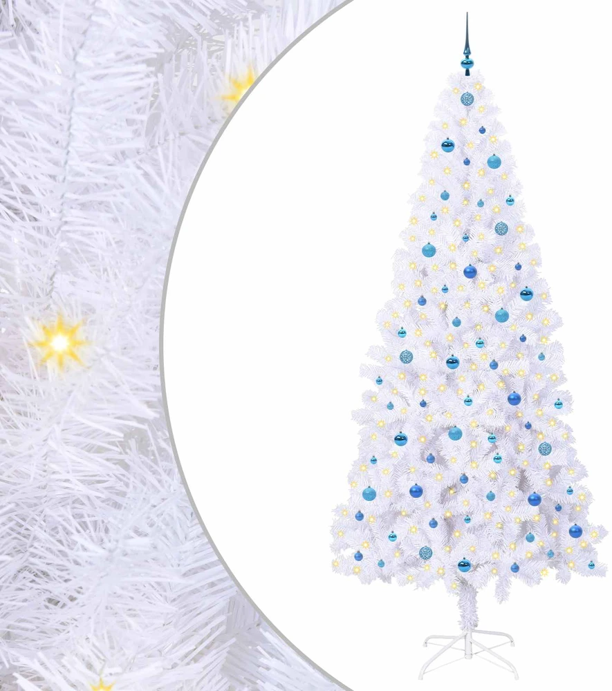 Dirbtinė Kalėdų eglutė su 300 LED Balta 240 cm PVC ir Plienas