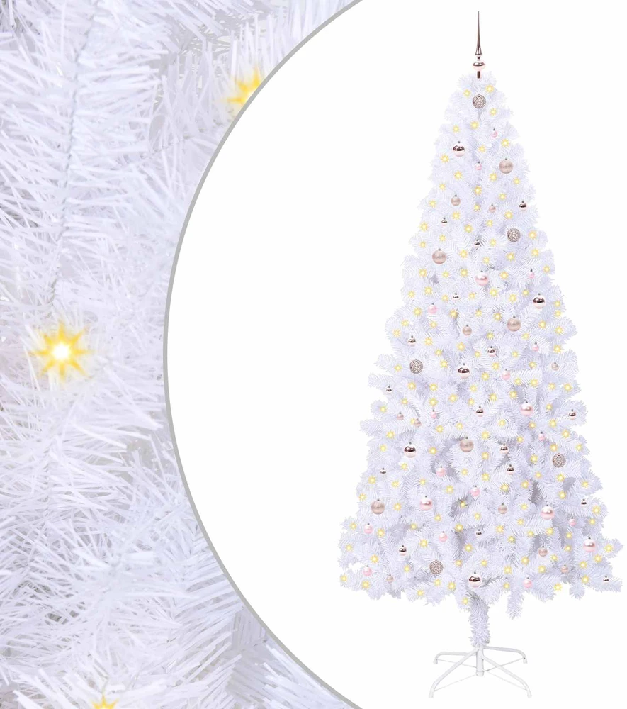 Dirbtinė Kalėdų eglutė su 300 LED Balta 240 cm PVC ir Plienas