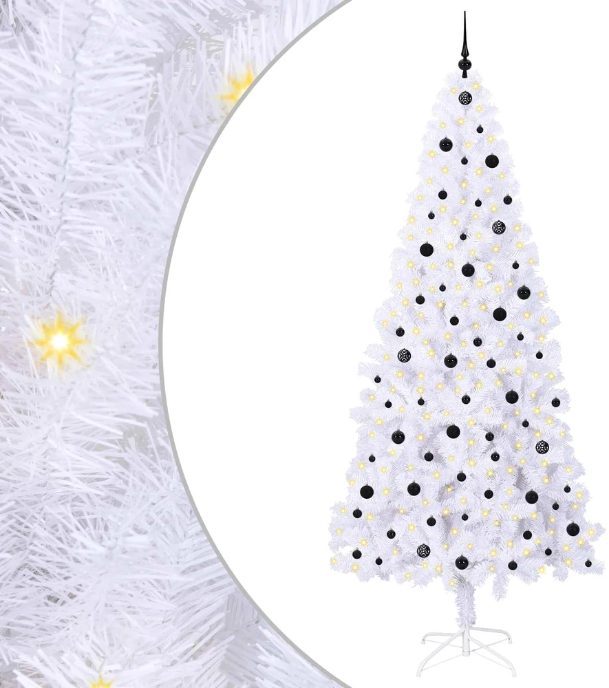 Dirbtinė Kalėdų eglutė su 300 LED Balta 240 cm PVC ir Plienas