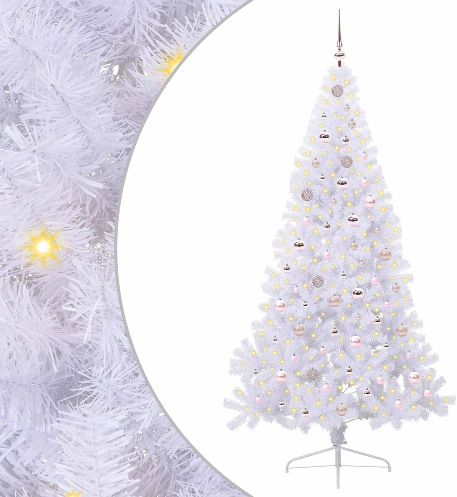 Dirbtinė Kalėdų eglutė su 300 LED Balta 210 cm PVC ir Plienas
