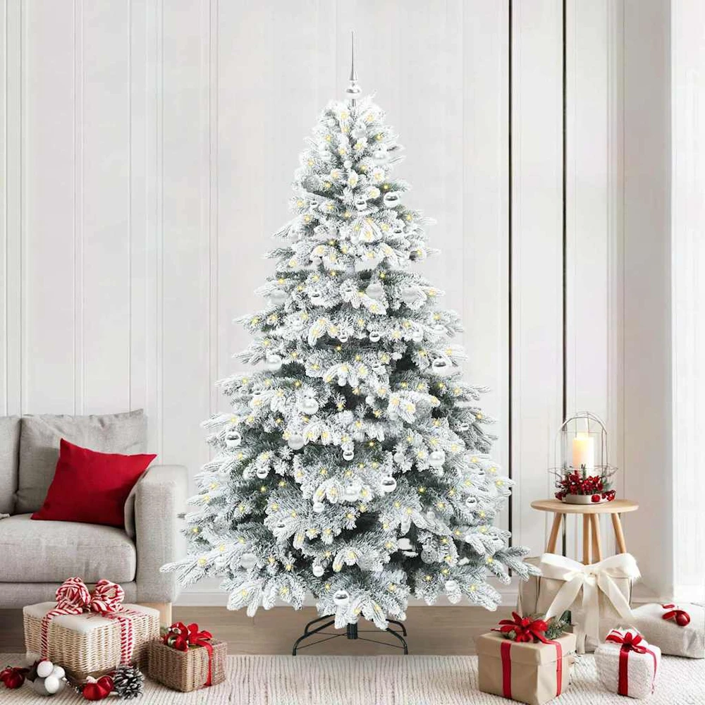 Dirbtinė Kalėdų eglutė su 300 LED Balta 210 cm PE ir PVC