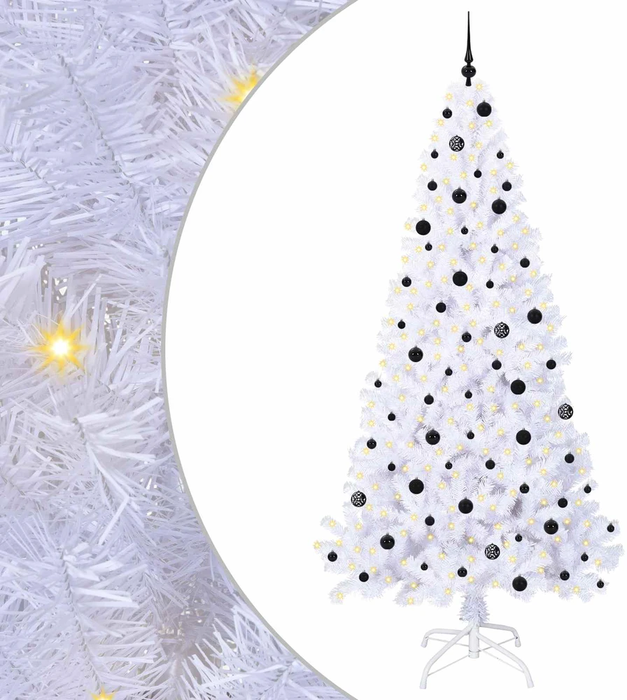 Dirbtinė Kalėdų eglutė su 300 LED Balta 240 cm PVC ir Plienas