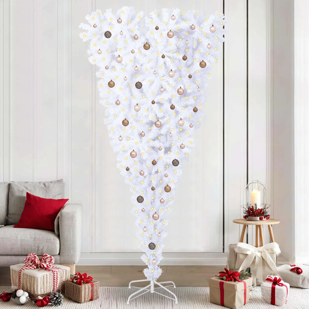 Dirbtinė Kalėdų eglutė su 300 LED Balta 240 cm PVC ir plienas