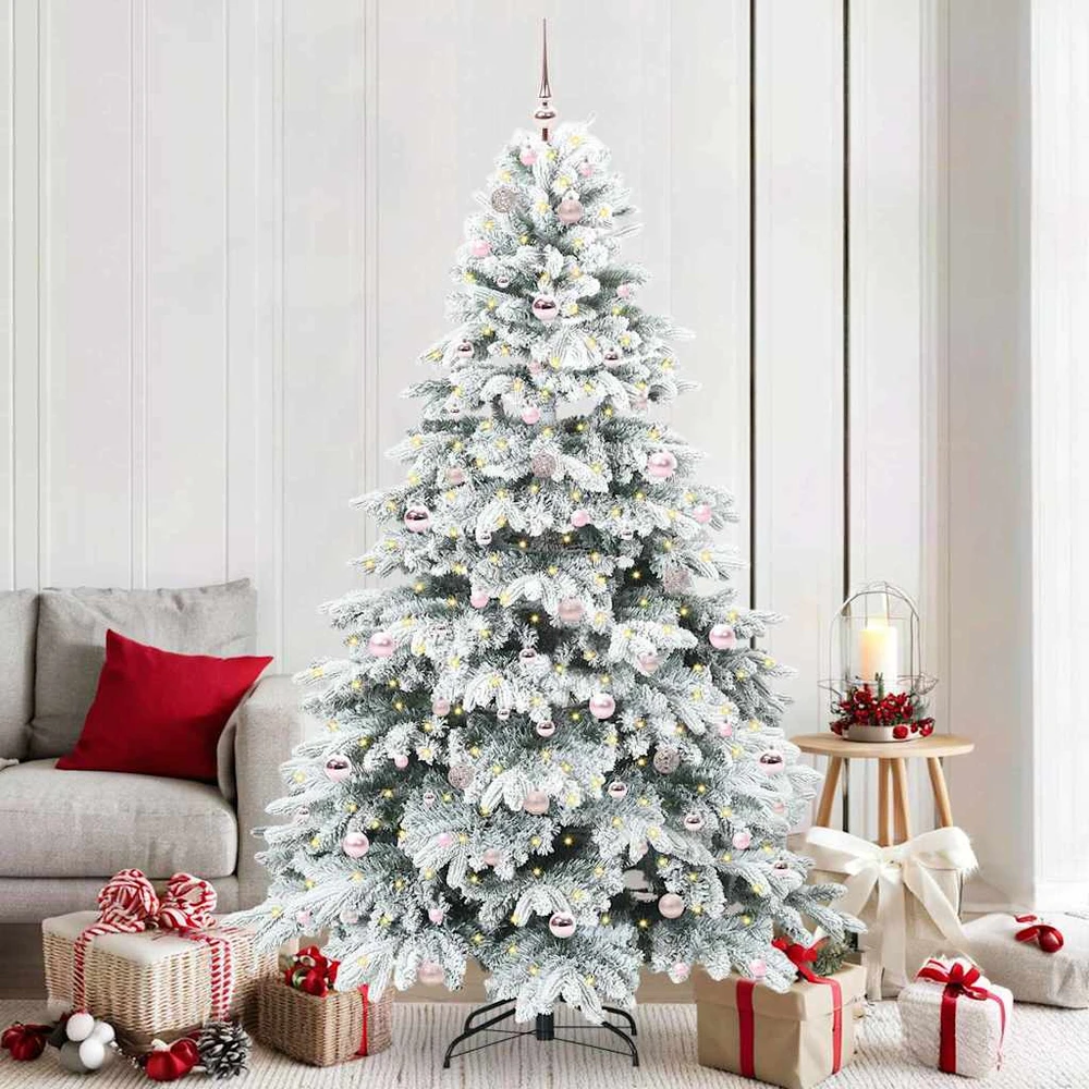Dirbtinė Kalėdų eglutė su 300 LED Balta 210 cm PE ir PVC