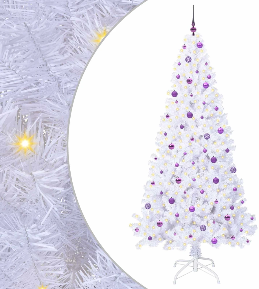 Dirbtinė Kalėdų eglutė su 300 LED Balta 240 cm PVC ir Plienas