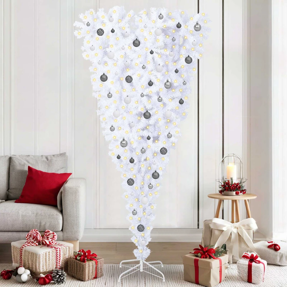 Dirbtinė Kalėdų eglutė su 300 LED Balta 210 cm PVC ir plienas