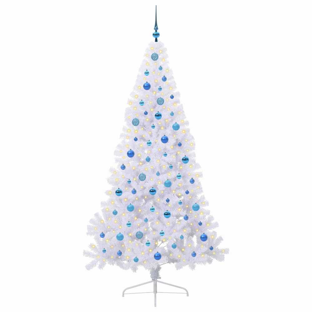 Dirbtinė Kalėdų eglutė su 300 LED Balta 210 cm PVC ir Plienas