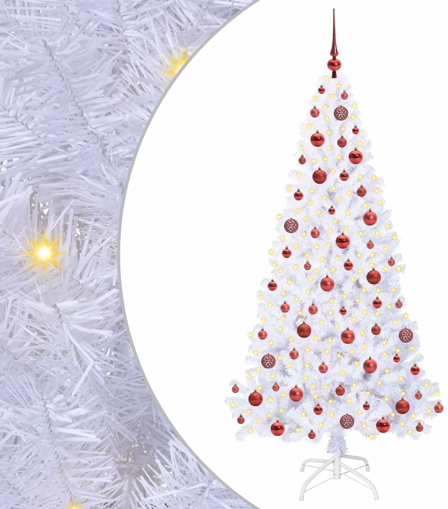 Dirbtinė Kalėdų eglutė su 300 LED Balta 180 cm PVC ir Plienas