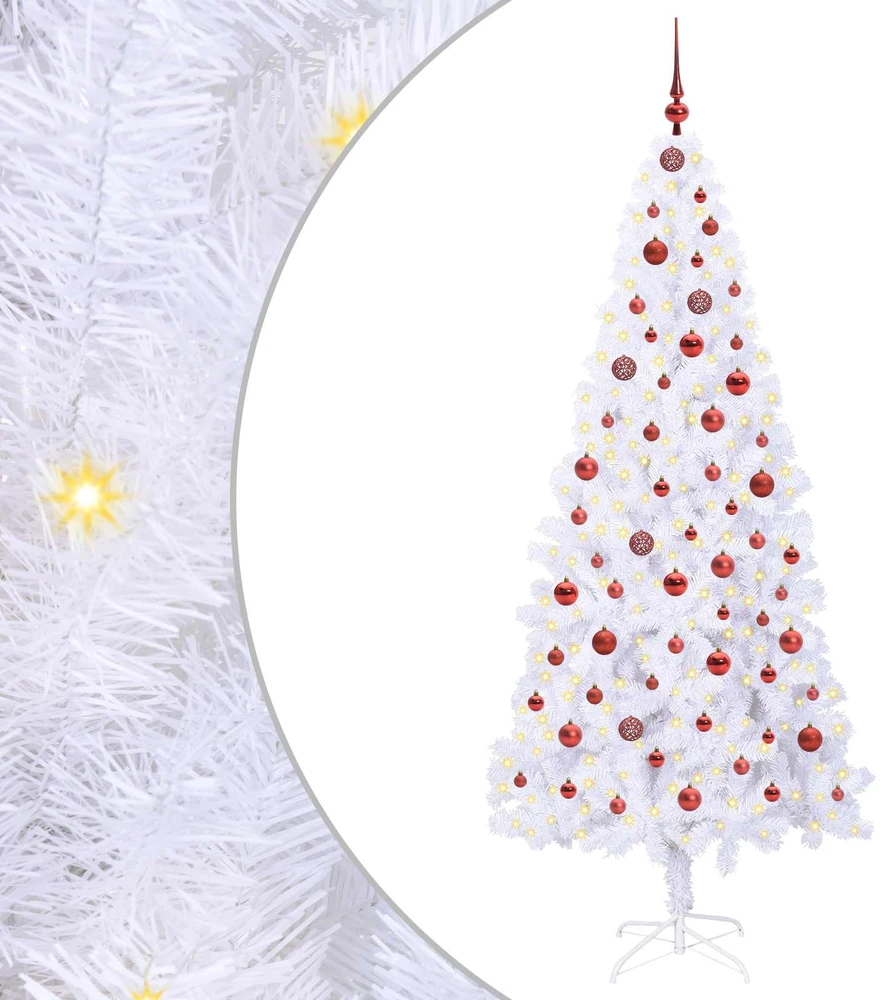 Dirbtinė Kalėdų eglutė su 300 LED Balta 210 cm PVC ir Plienas