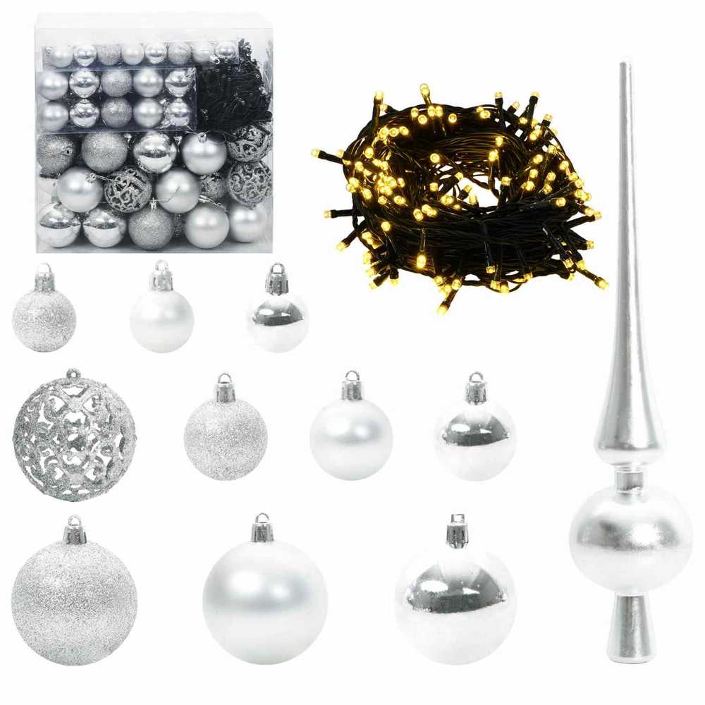 Dirbtinė Kalėdų eglutė su 300 LED Balta 210 cm PVC ir Plienas