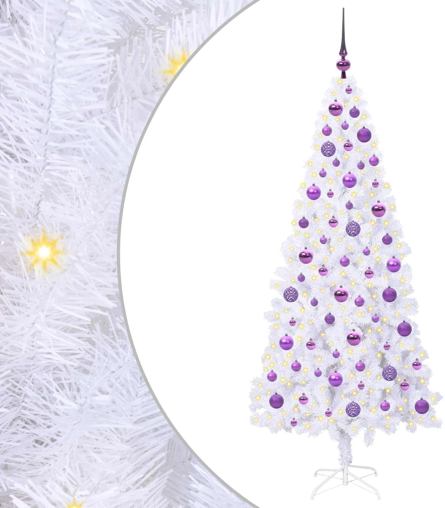 Dirbtinė Kalėdų eglutė su 300 LED Balta 180 cm PVC ir Plienas