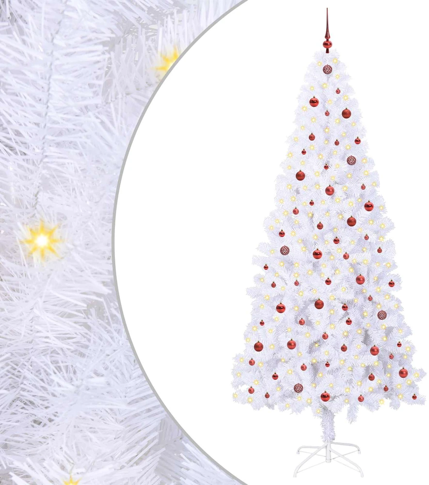 Dirbtinė Kalėdų eglutė su 300 LED Balta 240 cm PVC ir Plienas