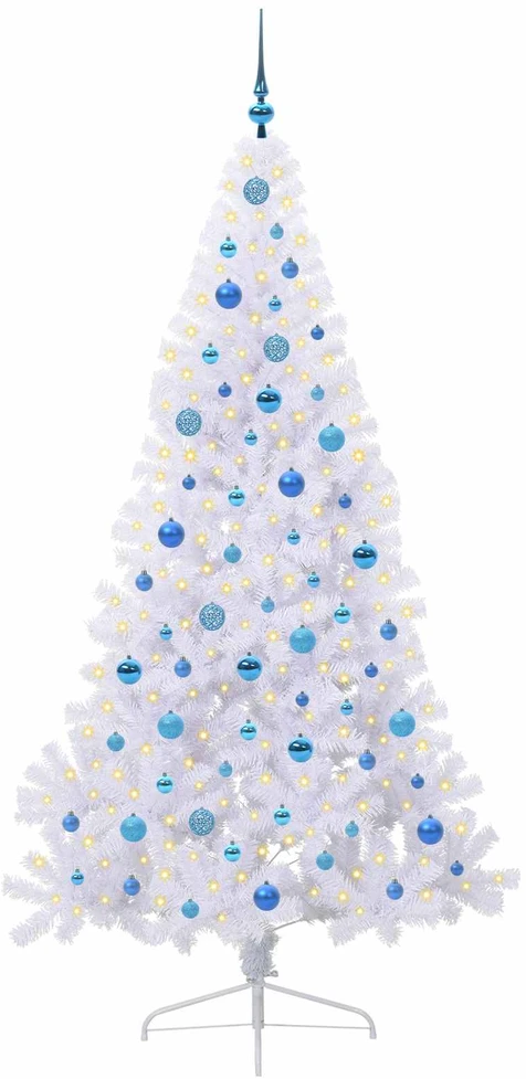Dirbtinė Kalėdų eglutė su 300 LED Balta 210 cm PVC ir Plienas