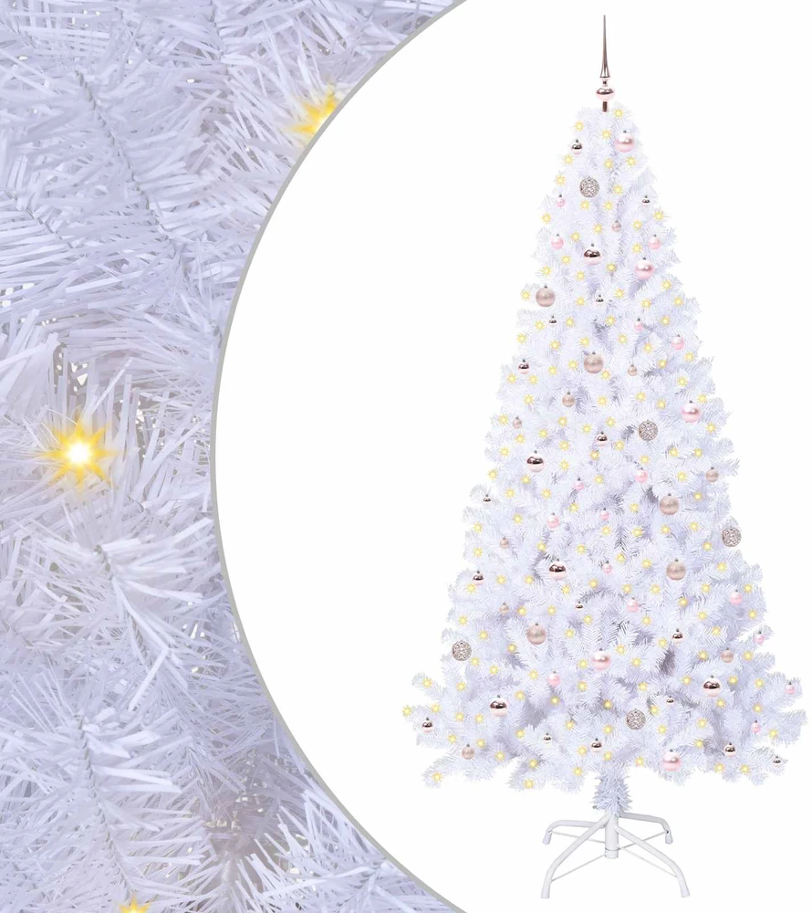 Dirbtinė Kalėdų eglutė su 300 LED Balta 240 cm PVC ir Plienas