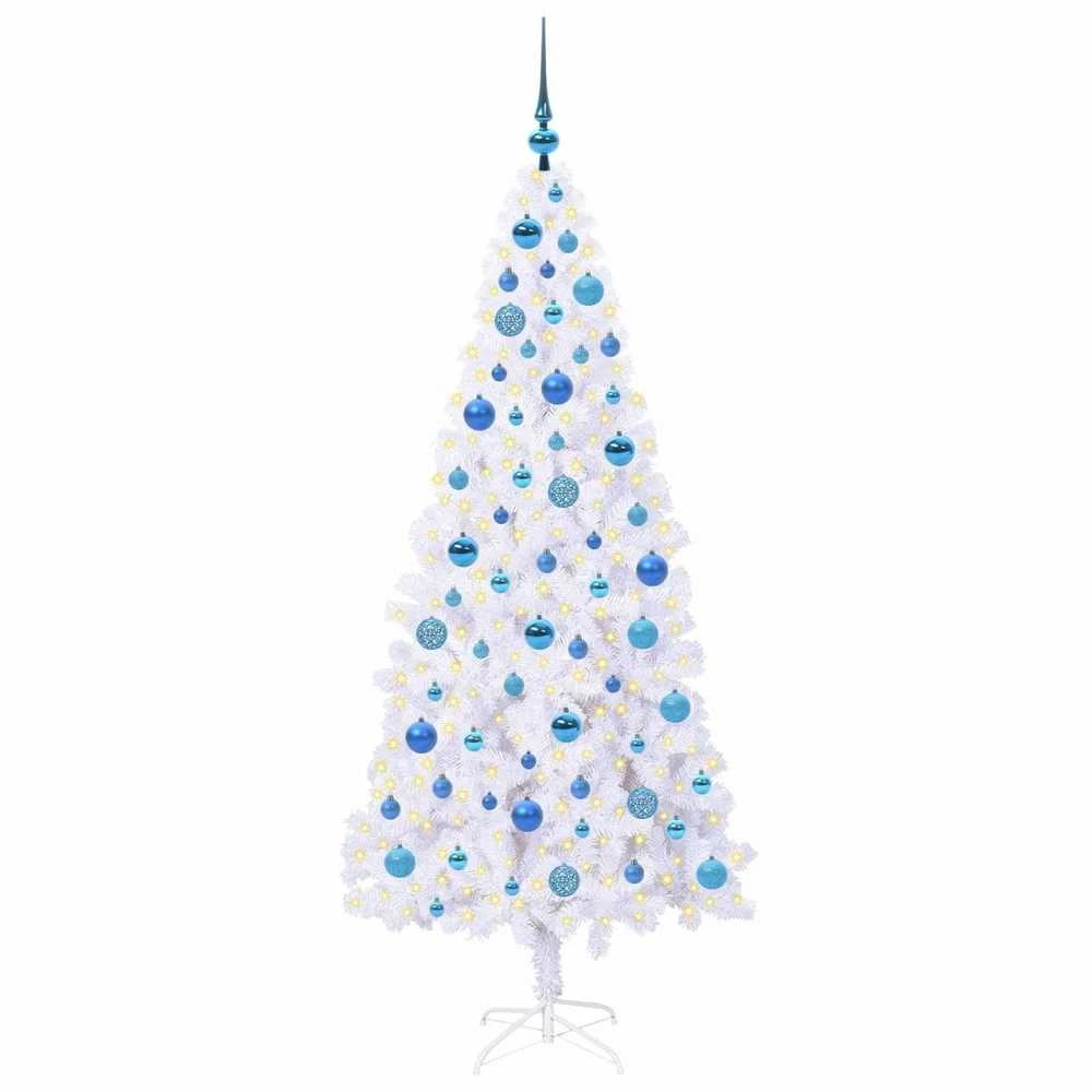 Dirbtinė Kalėdų eglutė su 300 LED Balta 180 cm PVC ir Plienas