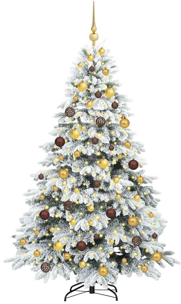 Dirbtinė Kalėdų eglutė su 300 LED Balta 180 cm PE ir PVC