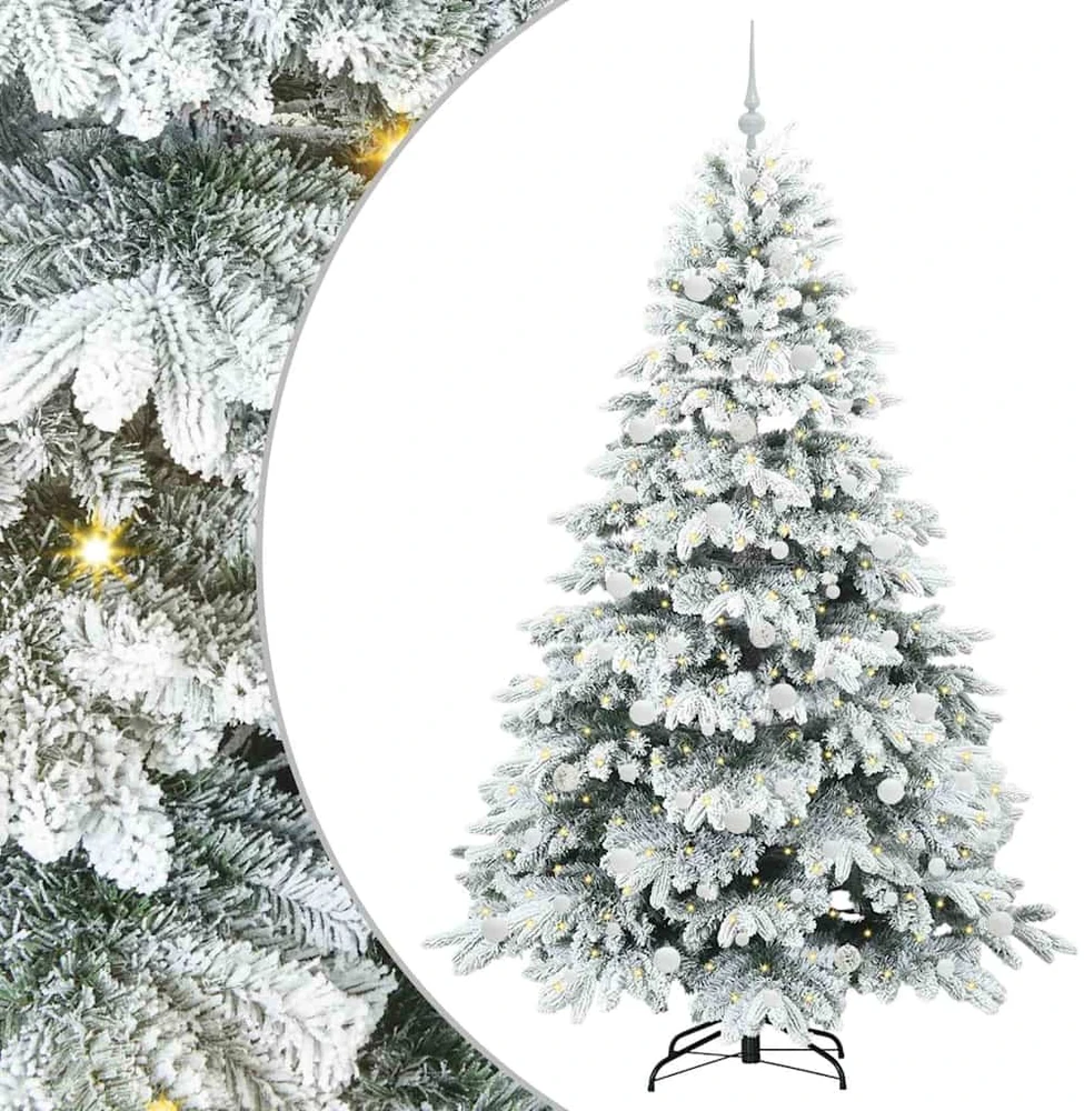 Dirbtinė Kalėdų eglutė su 300 LED Balta 210 cm PE ir PVC