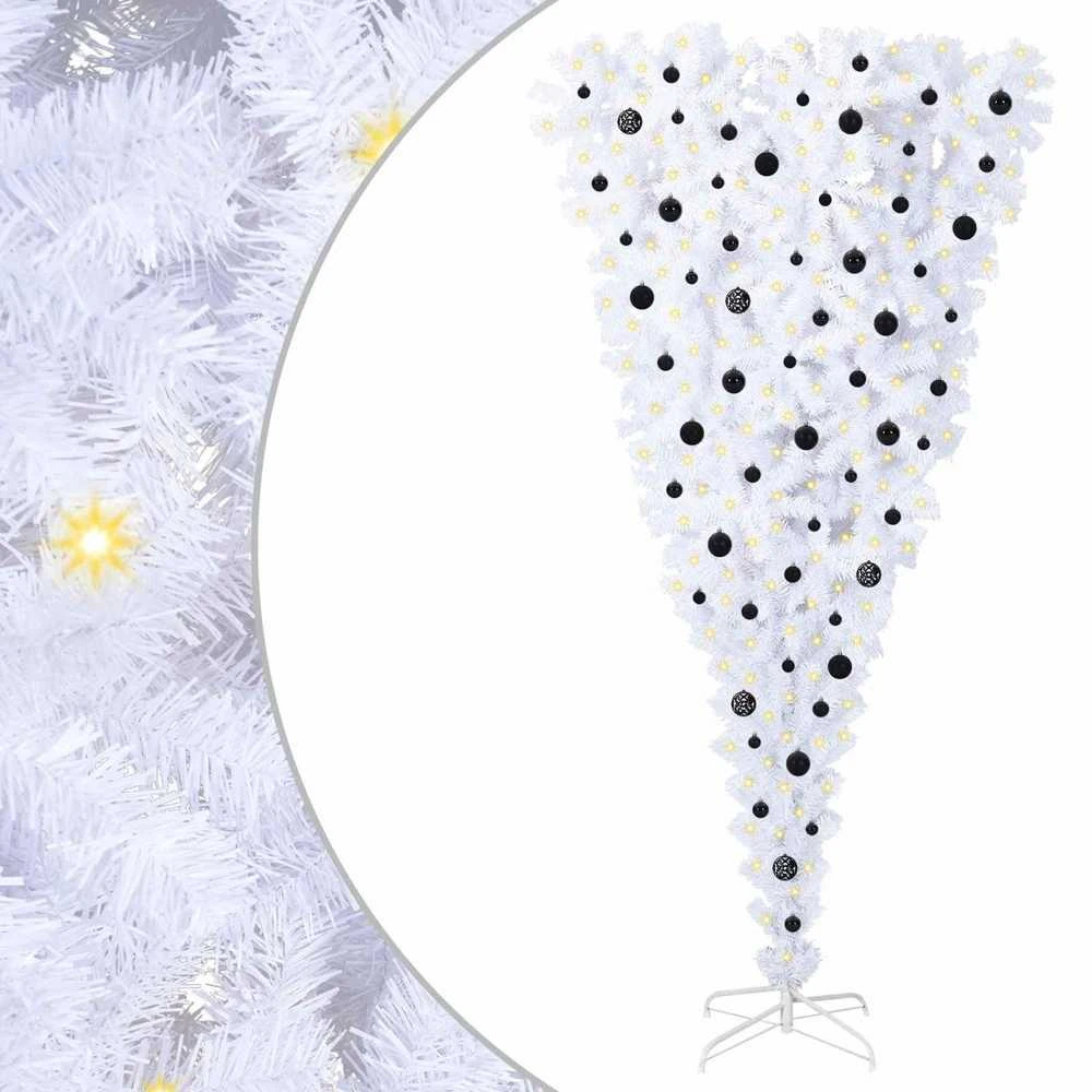 Dirbtinė Kalėdų eglutė su 300 LED Balta 240 cm PVC ir plienas
