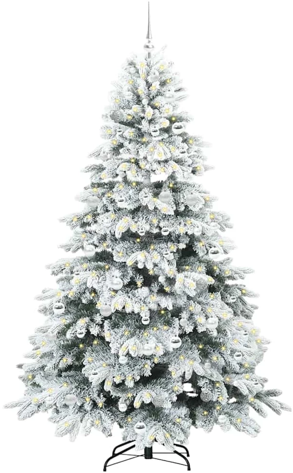 Dirbtinė Kalėdų eglutė su 300 LED Balta 210 cm PE ir PVC