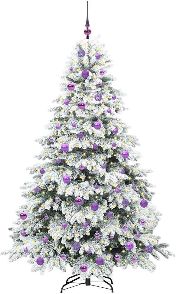 Dirbtinė Kalėdų eglutė su 300 LED Balta 180 cm PE ir PVC