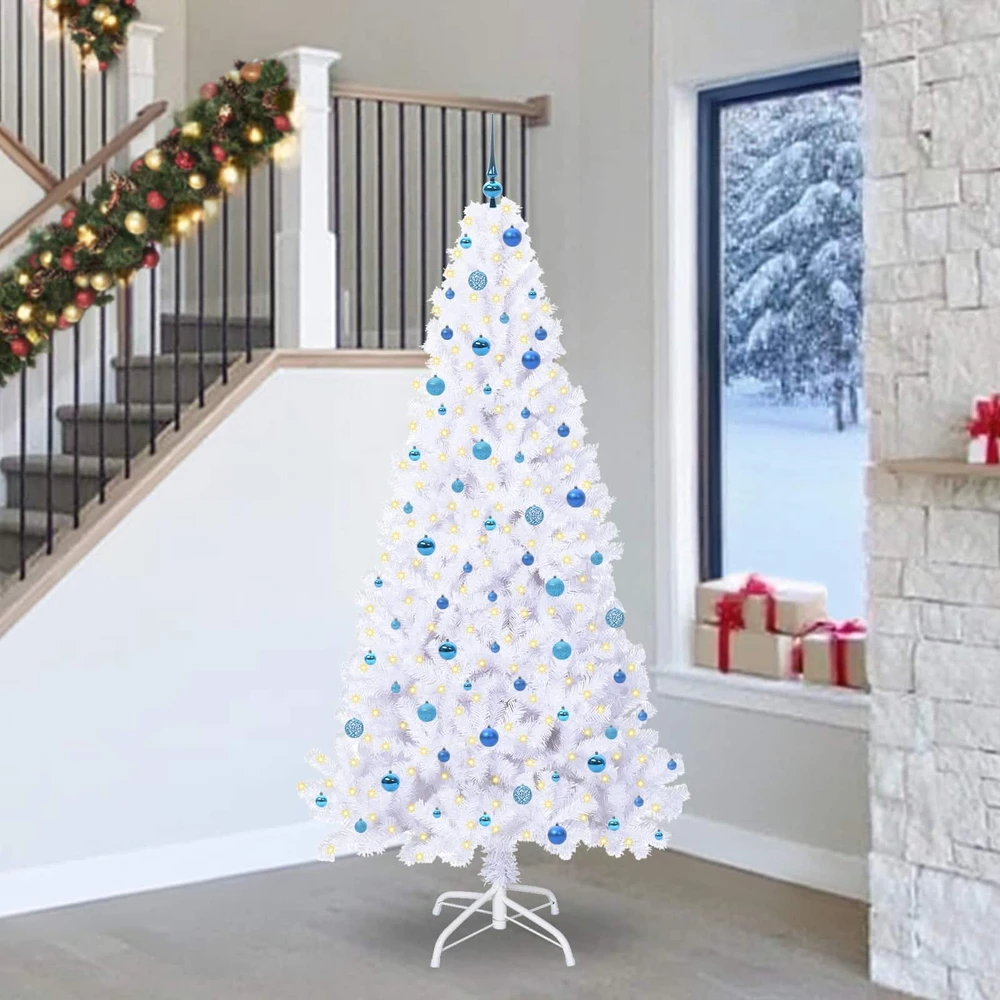 Dirbtinė Kalėdų eglutė su 300 LED Balta 240 cm PVC ir Plienas