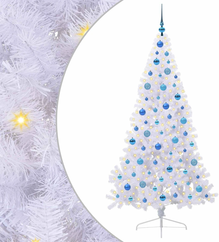 Dirbtinė Kalėdų eglutė su 300 LED Balta 180 cm PVC ir Plienas